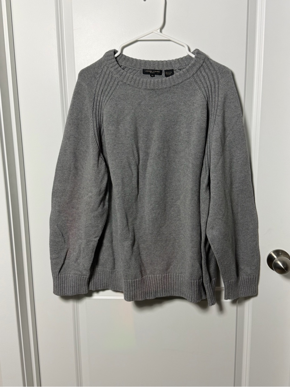Jeanne Pierre Gray Cotton Knit Sweater Women’s 3X Long Sleeve Crewneck